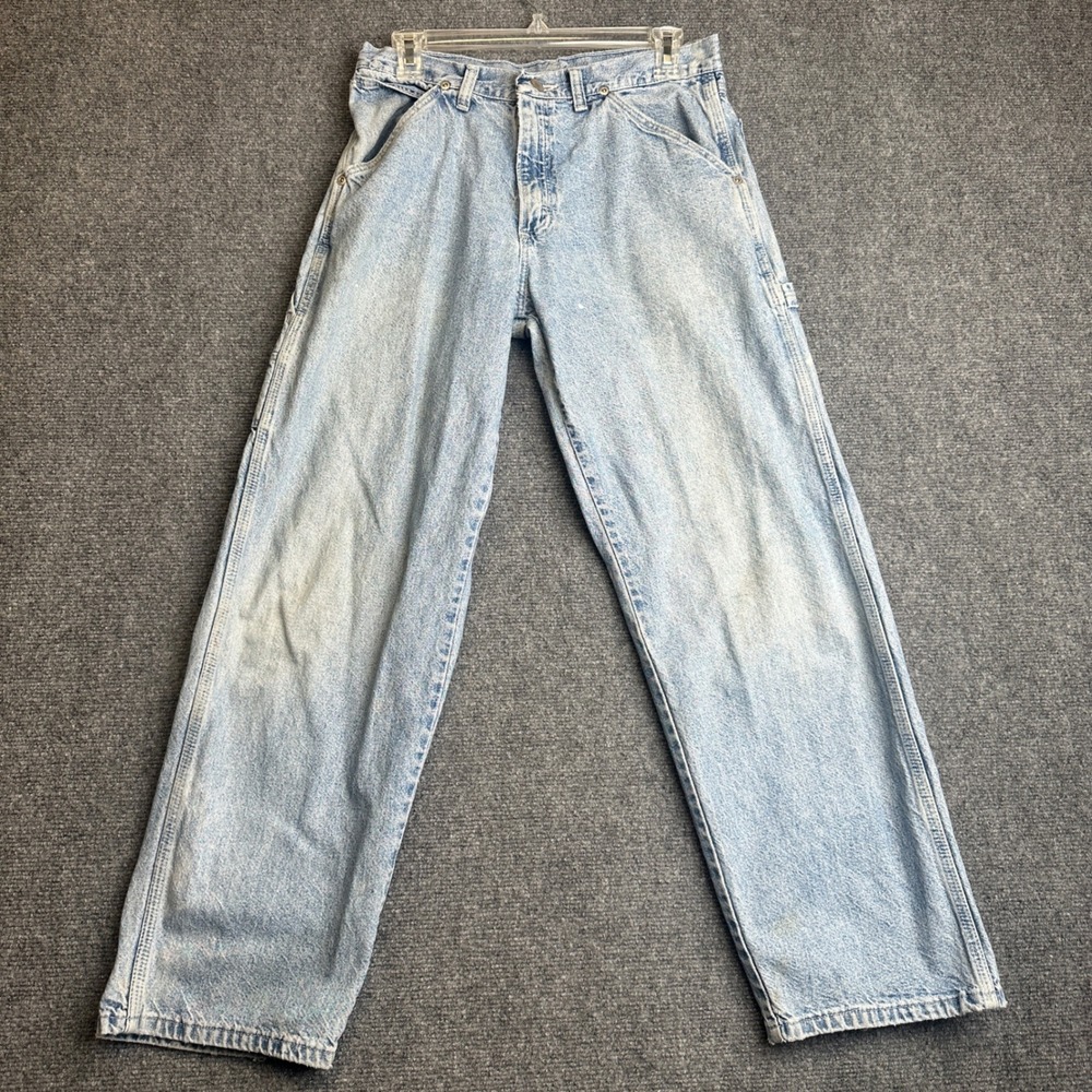 Vintage Wrangler Hero Carpenter Jeans Mens 34x30 Light Wash Distressed Painter